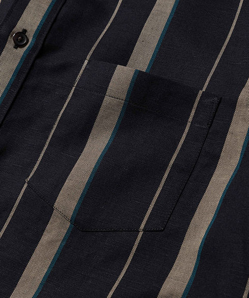 MR.OLIVE/LYOCELL LINEN BREND MULTI STRIPE / REGULAR COLLAR SHIRT ミスターオリーブ/リヨセルストライプ / レギュラーカラーシャツ